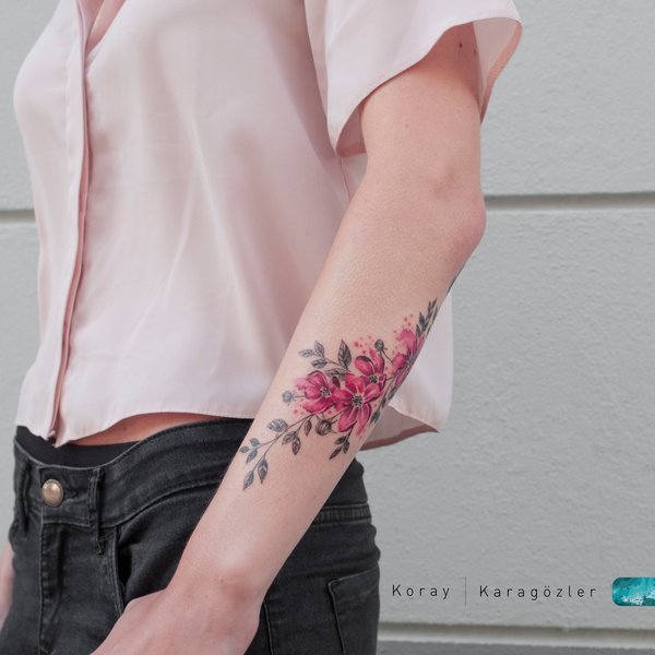 600x600 Watercolor Flowers Tattoo By Koraykaragozler - Watercolor Flower Tattoo