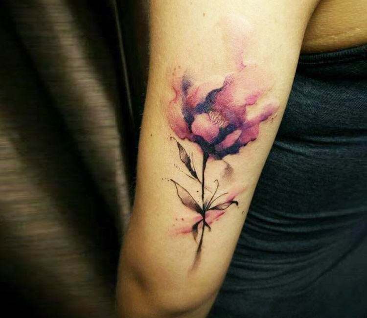 750x650 Watercolor Flower Tattoo By Klaras Tattoo Post 22207 - Watercolor Flower Tattoo