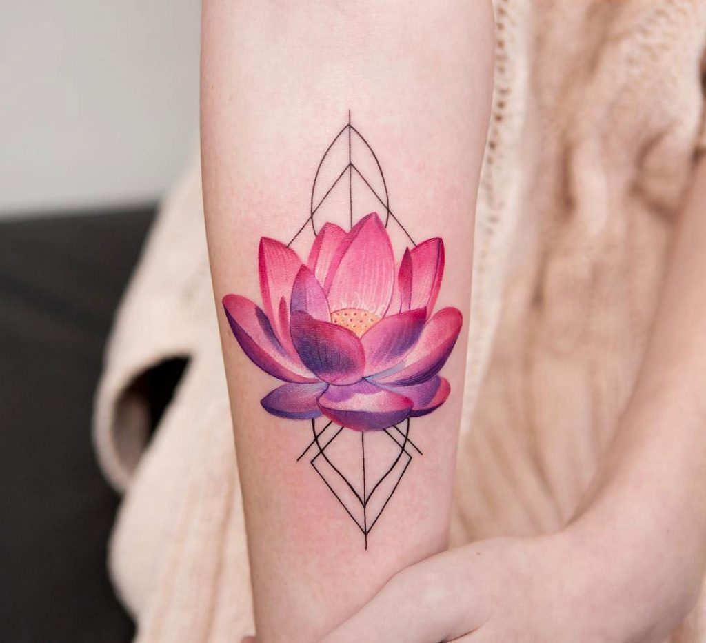 1024x932 Watercolor Flower Tattoo On The Back - Watercolor Flower Tattoo