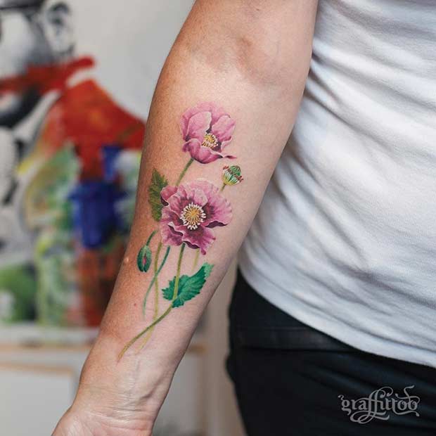 620x620 27 Breathtaking Watercolor Flower Tattoos Stayglam - Watercolor Flower Tattoo