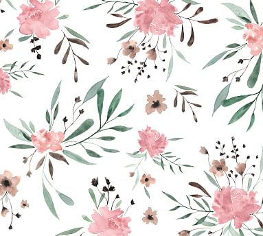383x344 Pink Watercolor Flowers Wall Decal Pottery Barn - Watercolor Flower Wallpaper