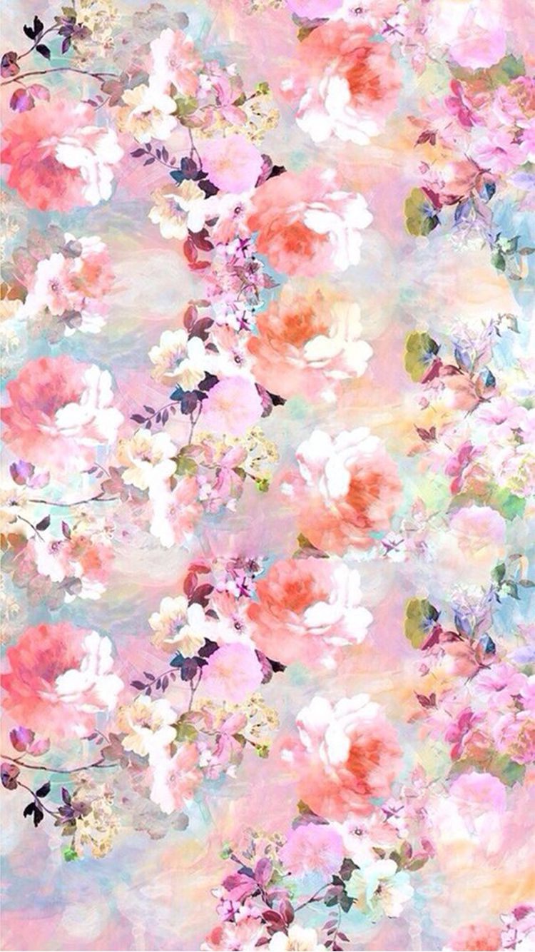 750x1334 Watercolor Flowers Painting Iphone 6 Wallpaper Colorful Patterns - Watercolor Flower Wallpaper