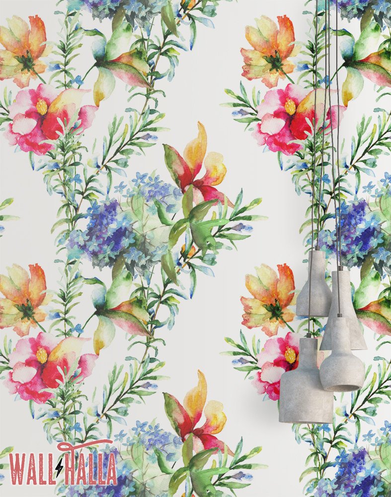 787x1000 Watercolor Flowers Wallpaper Removable Wallpaper Tropical Etsy - Watercolor Flower Wallpaper
