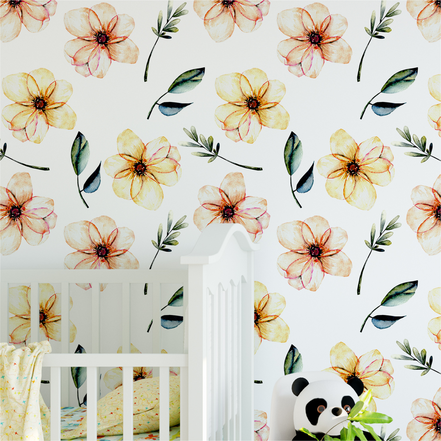 1504x1504 Baby Nursery Watercolor Flower Wallpaper - Watercolor Flower Wallpaper