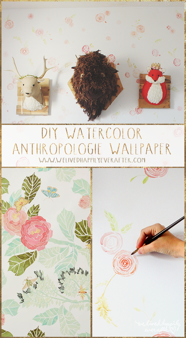 600x1087 Diy Watercolor Anthropologie Floral Wallpaper We Lived Happily - Watercolor Flower Wallpaper For Walls