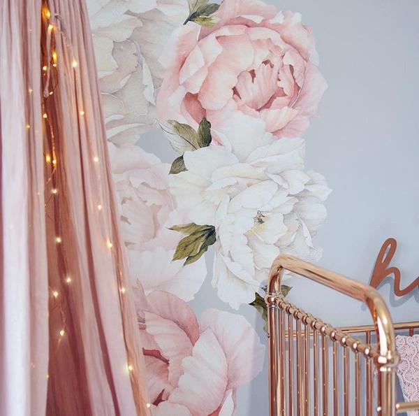 600x595 Peony Flower Wall Stickers Rocky Mountain Decals - Watercolor Flower Wallpaper For Walls