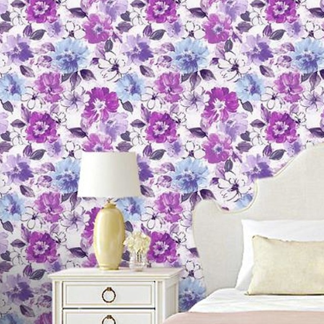 640x640 Vintage Watercolor Nature Large Flower Wallpaper Pvc Painting Art - Watercolor Flower Wallpaper For Walls