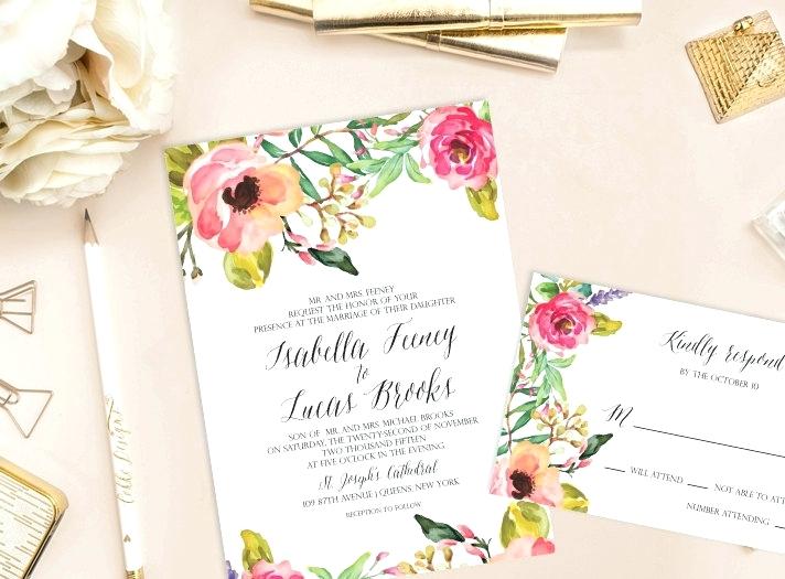 712x525 Watercolor Floral Wedding Invitations For Watercolor Flower - Watercolor Flower Wedding Invitations