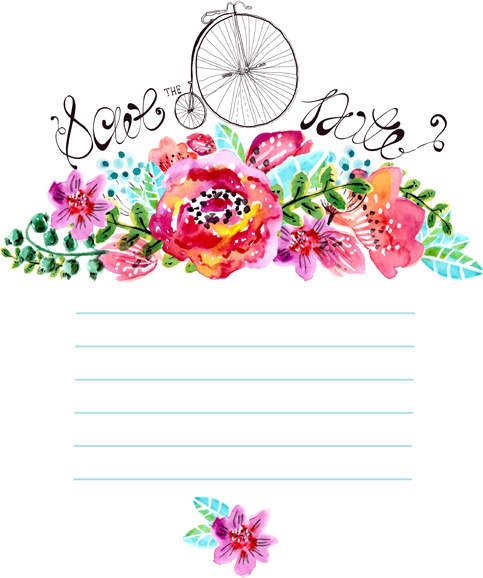 483x578 Watercolor Flower Wedding Invitation Vector Graphics Free Vector - Watercolor Flower Wedding Invitations