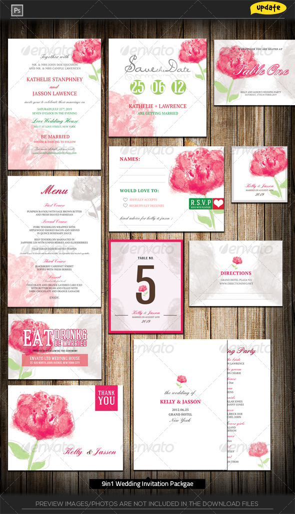 590x1026 Wedding Invitation Package - Watercolor Flower Wedding Invitations