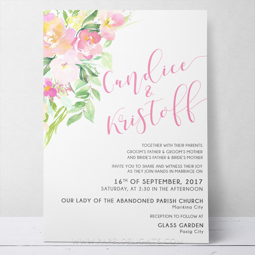 498x498 Candice Pastel Watercolor Flowers Wedding Invitation Suite Printable - Watercolor Flower Wedding Invitations