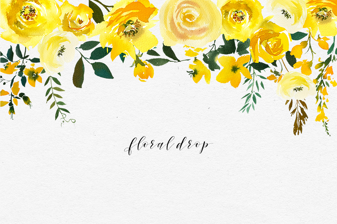 1160x772 Majestic Jaune Yellow Watercolor Flowers Clip Art By - Watercolor Flowers
