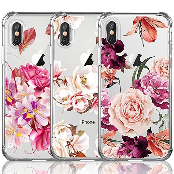 569x569 Iphone X Case, Carterlily [3 Pack] Watercolor Flowers - Watercolor Flowers
