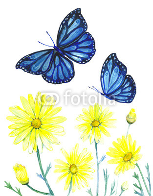 313x400 Painting Watercolor Flowers And Butterflies Vintage Buy Photos - Watercolor Flowers And Butterflies