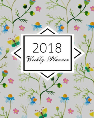 325x406 2018 Weekly Planner Watercolor Flowers Butterflies Calendar - Watercolor Flowers And Butterflies