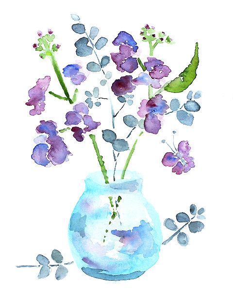 480x600 Watercolor Flower, Bathroom Art, Bathroom Wall Decor, Watercolor - Watercolor Flowers And Butterflies