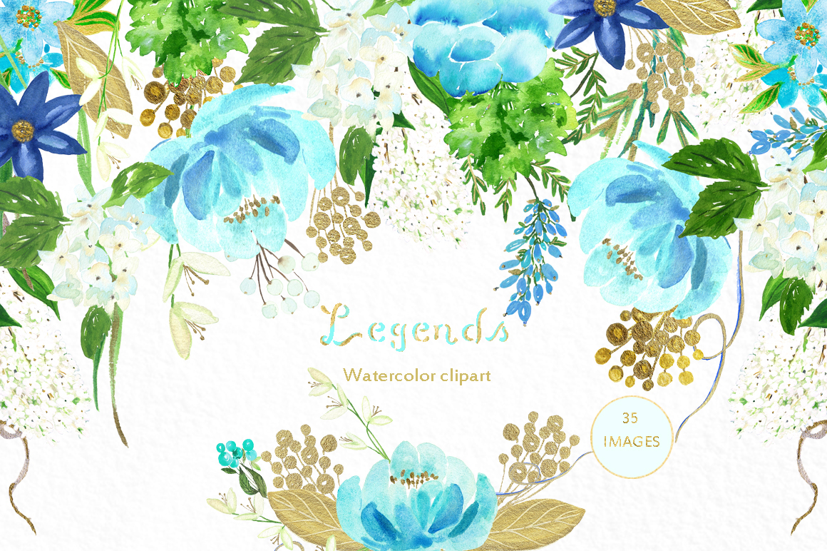 1160x772 Gold And Blue. Watercolor Flowers. - Watercolor Flowers Blue