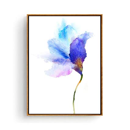 425x425 Hepix Canvas Wall Art, Abstract Blue Watercolor - Watercolor Flowers Blue
