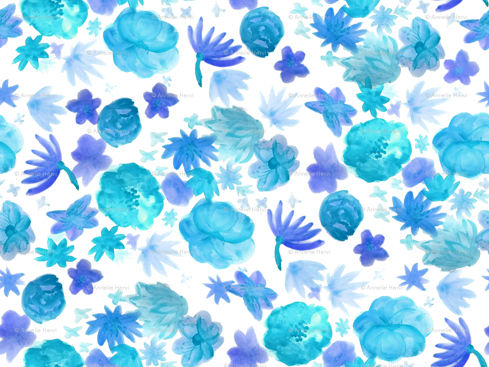 1000x750 Watercolor Flowers Blue Wallpaper - Watercolor Flowers Blue