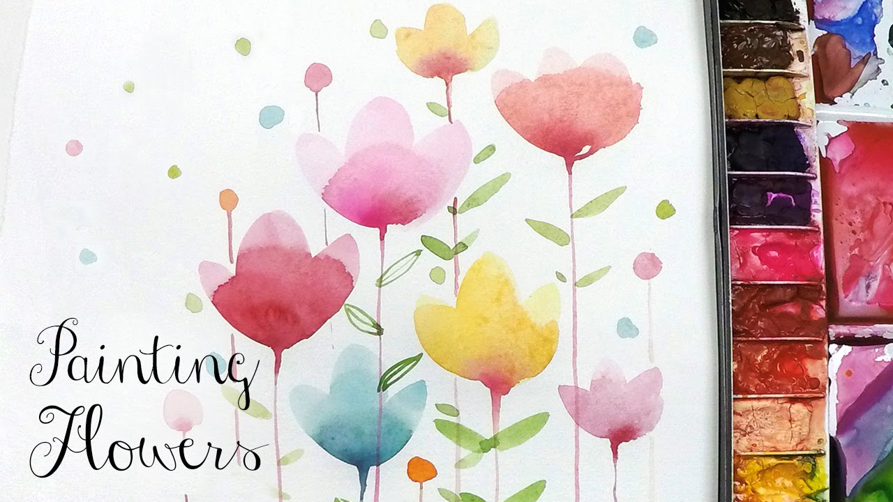 1280x720 Lvl2] Painting Easy Simple Flowers, Watercolor Painting For - Watercolor Flowers For Beginners