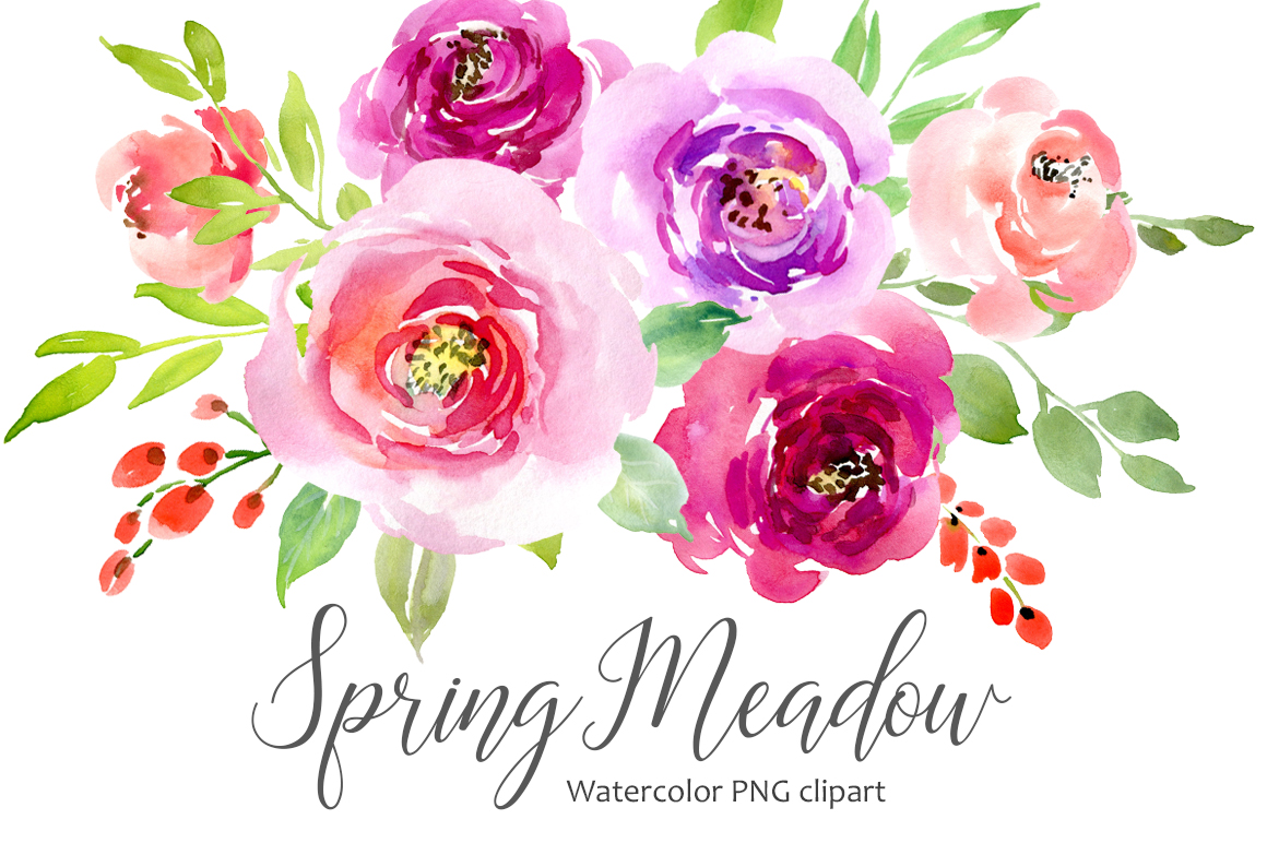 1160x772 Watercolor Flowers Leaves Roses Png - Watercolor Flowers Pink