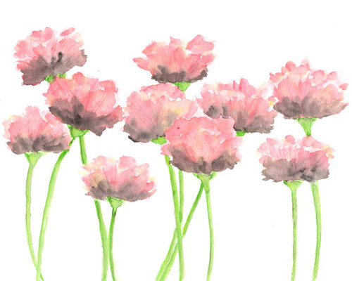 500x400 Watercolor Flowers Painting Poppy Original By Thimblesparrow - Watercolor Flowers Pink