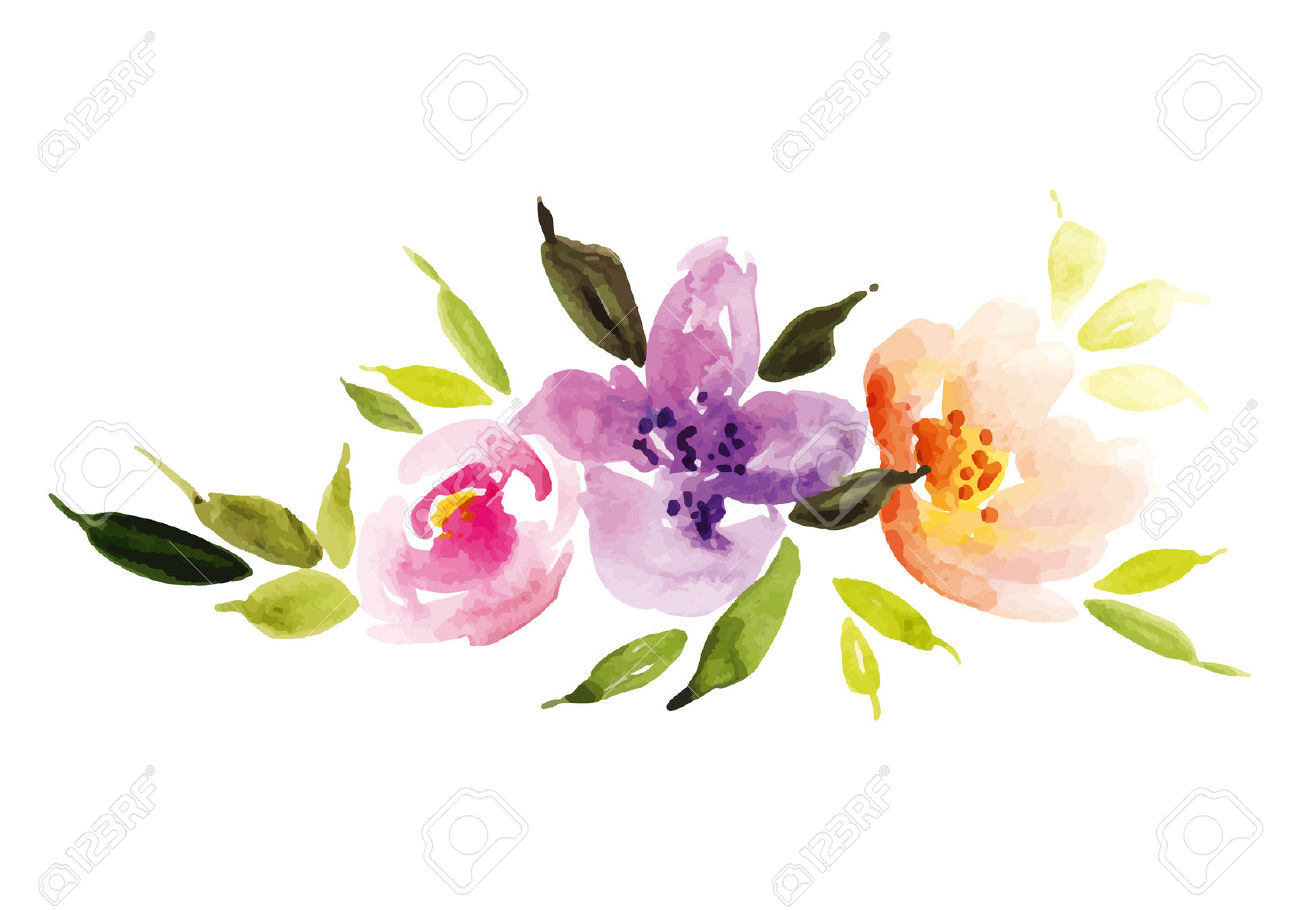 1300x910 Water Color Clipart Watercolor Floral - Watercolor Flowers Png