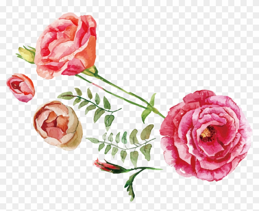 840x685 Rose Flower Bouquet Illustration - Watercolor Flowers Png Free