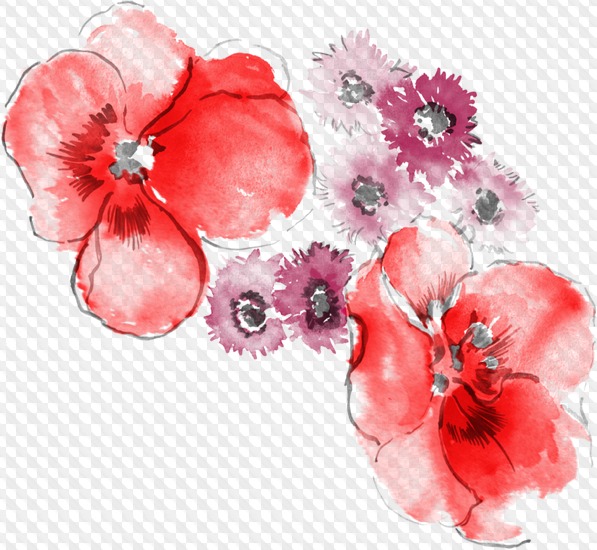 597x550 Psd, 6 Png, Watercolor Flowers, Transparent Png Images - Watercolor Flowers Psd