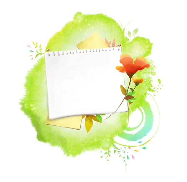 600x584 Paper And Watercolor Flowers Psd Material [Psd] - Watercolor Flowers Psd