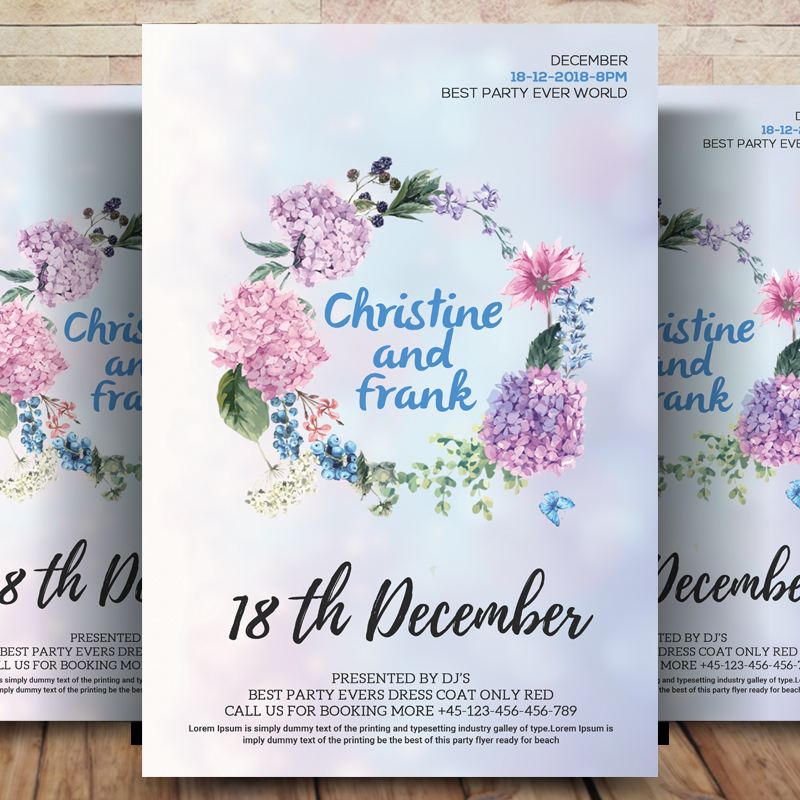 800x800 Watercolor Flowers Psd Flyer Templates - Watercolor Flowers Psd