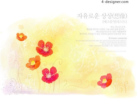 460x333 4 Designer Watercolor Flowers Psd Material - Watercolor Flowers Psd