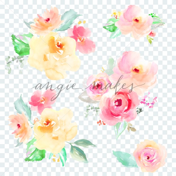 600x600 Watercolor Flower Bouquets On Transparent Background With Hand - Watercolor Flowers Transparent