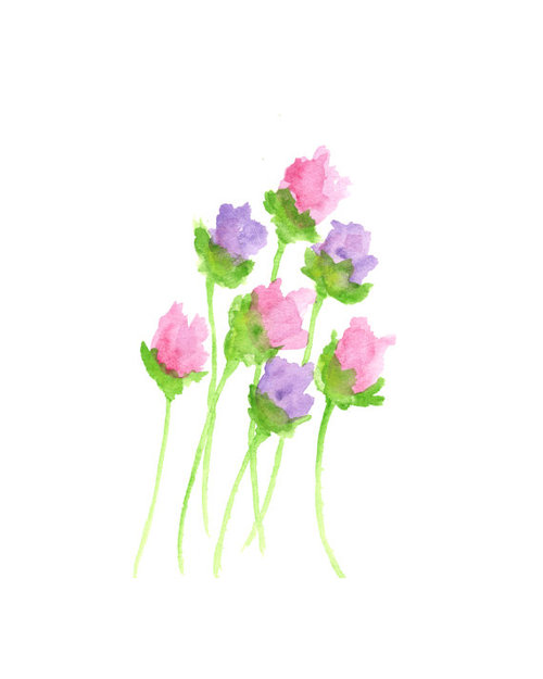 500x625 Watercolor Flower Painting Flower Art Pink By Thimblesparrow - Watercolor Flowers Tumblr