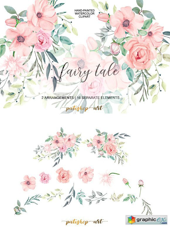 580x772 Blush Roses Watercolor Flowers Set Free Download Vector Stock Free - Watercolor Flowers Vector