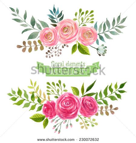 450x470 Vector Flowers Set Colorful Floral Collection With Leaves And - Watercolor Flowers Vector