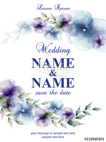 374x500 Wedding Card With Watercolor Flowers Vector Stock Image And - Watercolor Flowers Vector