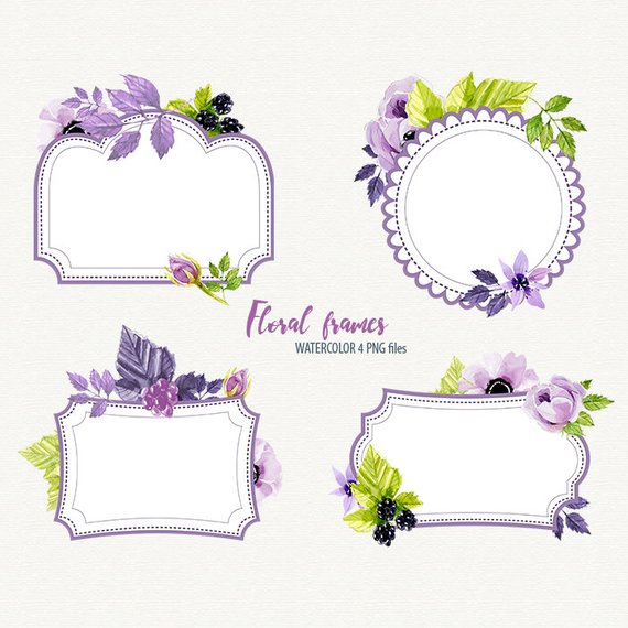 570x570 Bridal Shower Frame Watercolor Frame Watercolor Flower Etsy - Watercolor Flowers Vector