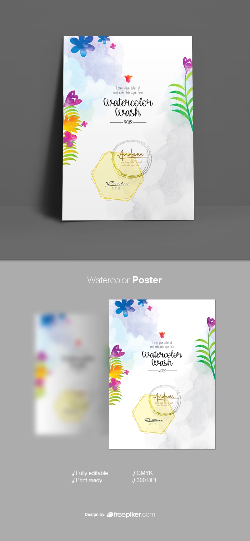800x1727 Freepiker Watercolor Minimal Floral Creative Flyer Poster - Watercolor Flyer