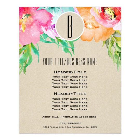 540x540 Modern Bright Colorful Floral Watercolor Flyer - Watercolor Flyer