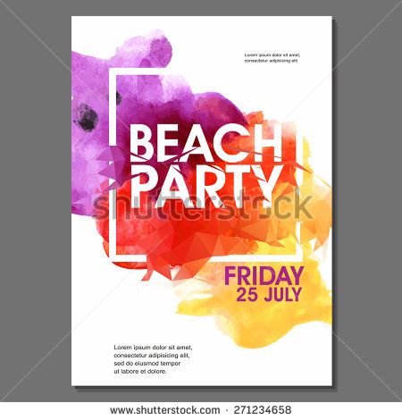 450x470 Summer Night Party Vector Flyer Template - Watercolor Flyer