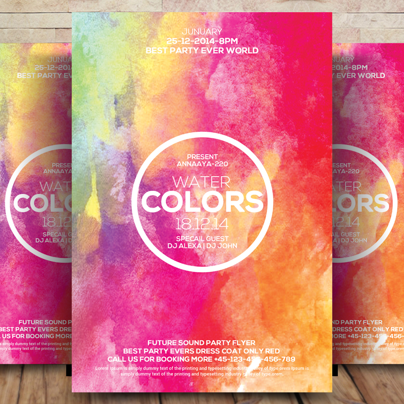 800x800 Watercolor Flyer Psd Templates - Watercolor Flyer
