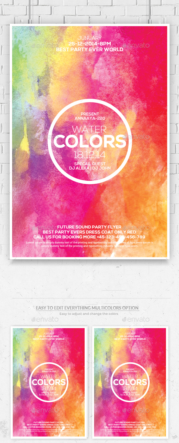 590x1457 Watercolor Flyer Template By Graphicforestnet Graphicriver - Watercolor Flyer
