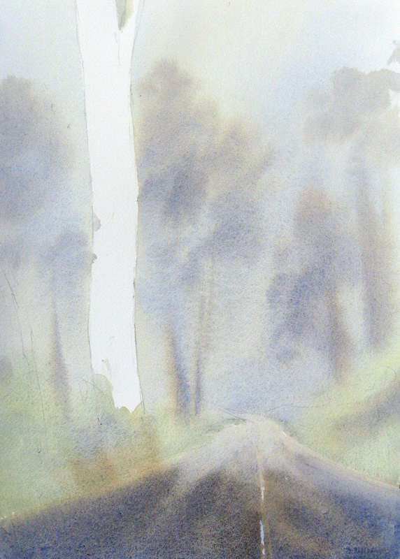 572x800 Initial Watercolor Under Painting Of Mist And Fog - Watercolor Fog