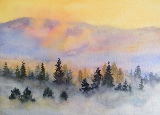 610x440 Low Lying Fog - Watercolor Fog