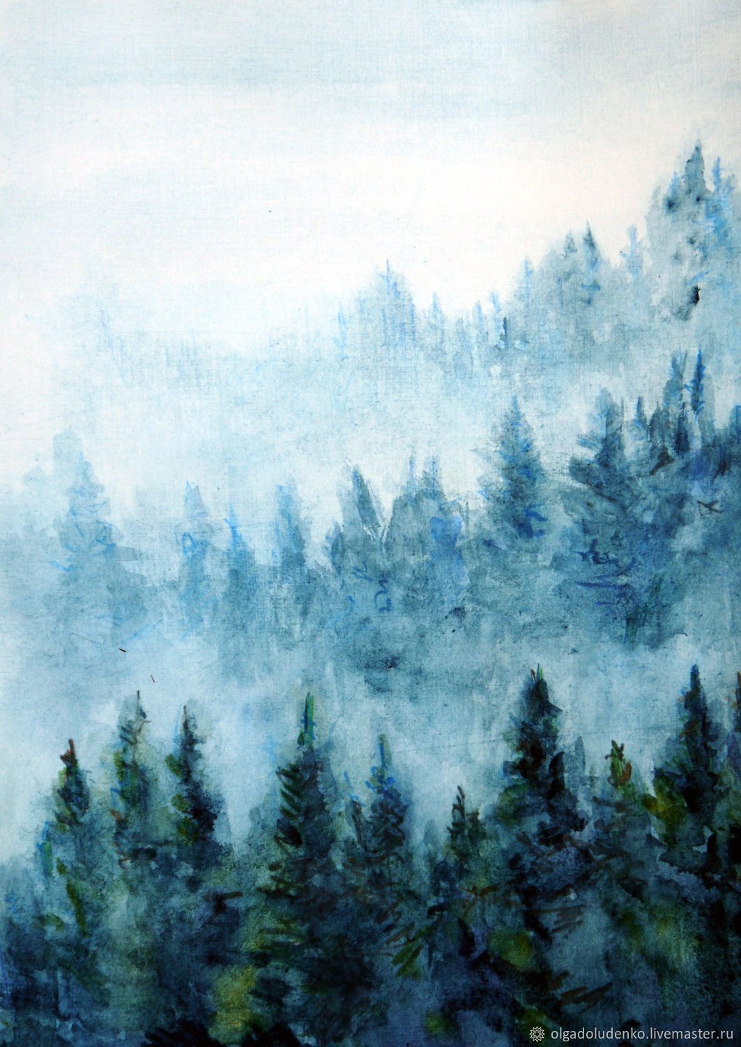 1063x1500 Picture Skyline Watercolor Fog Shop Online On Livemaster With - Watercolor Fog