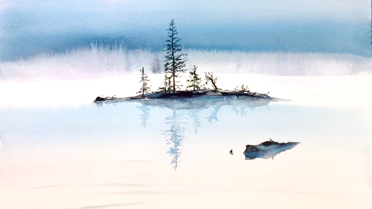 1280x720 Watercolor Fog On A Lake Painting Demonstration - Watercolor Fog