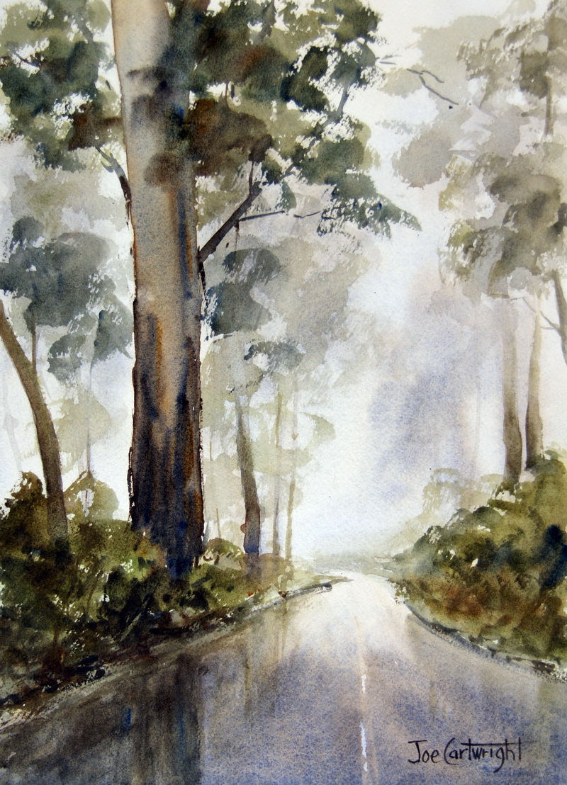 800x1108 Watercolour Painting Demonstration Of A Foggy And Misty Landscape - Watercolor Fog