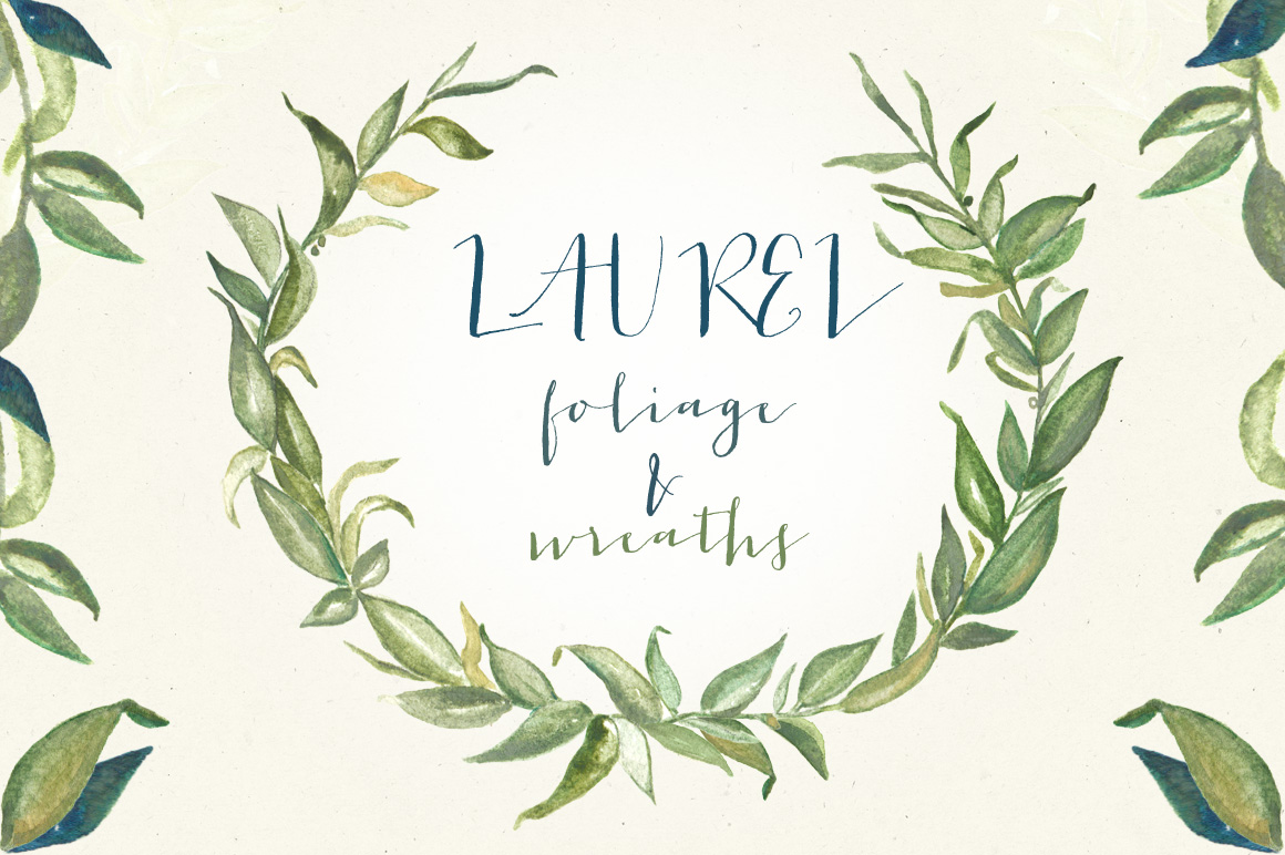 1160x772 Laurel Foliage Wreaths. Watercolor. - Watercolor Foliage