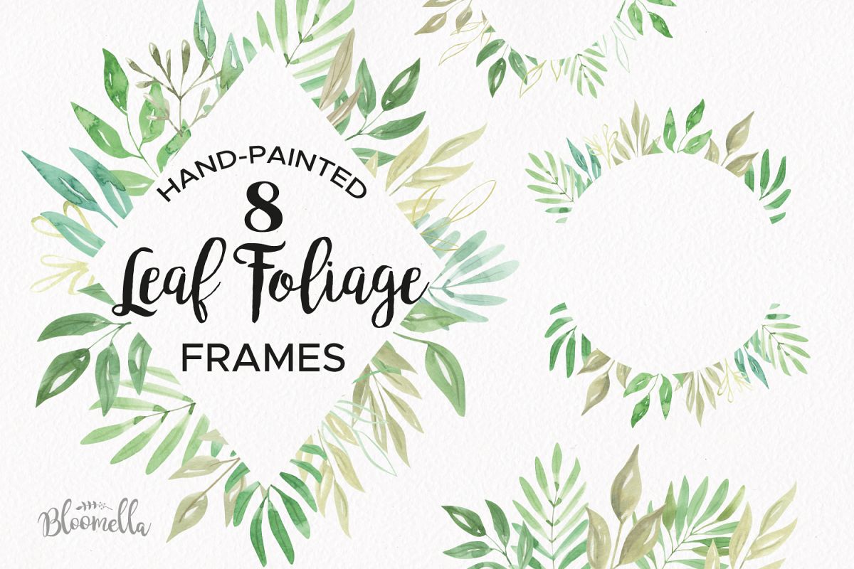1200x800 Leaf Foliage Frames 8 Watercolor Greenery Clipart Border Leaves - Watercolor Foliage
